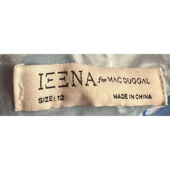 Ieena for Mac Duggal SATIN STRAPPY-BACK HIGH SLIT GOWN in Powder Blue NWT Size 1 - Picture 5 of 7